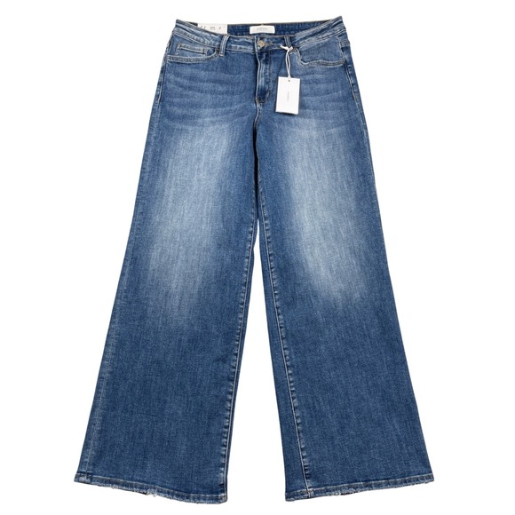Vervet Denim - Vervet Olivia Wide Leg Jeans Womens 31 Blue High‎ Rise Raw Hem Casual T5920